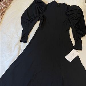Chic Black Long Sleeve Dress with Puff Sleeves